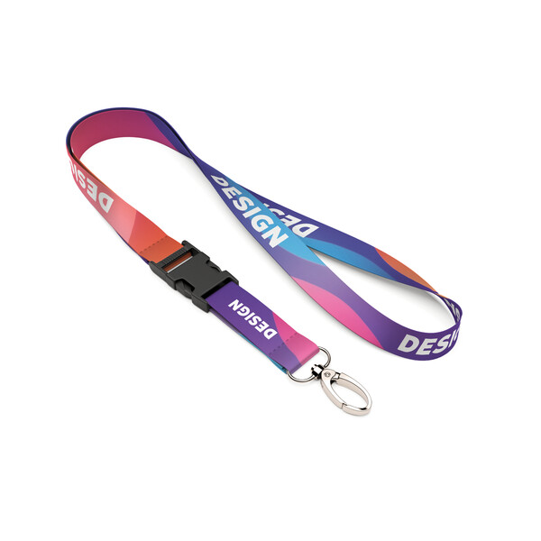 Detachable recycled polyester (rPET) sublimation lanyard - 20mm width / Oval hook