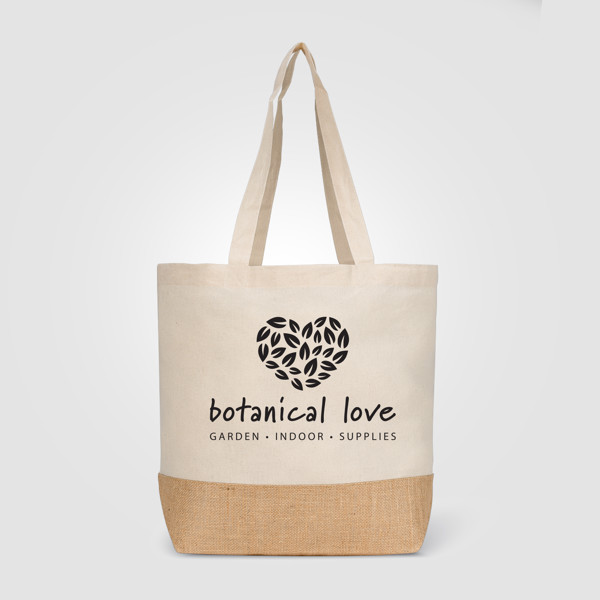 Rio™ Shopper Tote Bag - 5 oz. Recycled Cotton Blend with Jute - Natural / Silkscreen