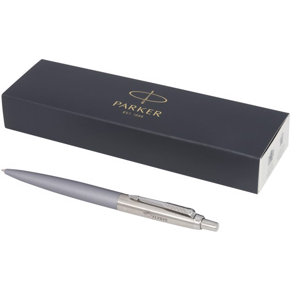 Parker Jotter XL matt mit Kugelschreiber mit Chromverzierung (blaue Mine) - grau
