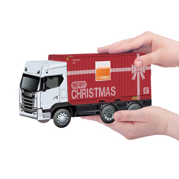Advent Calendar Truck Solid board box, white 24 Ritter SPORT chocolate  bites mixture: alpine milk, cornflakes,