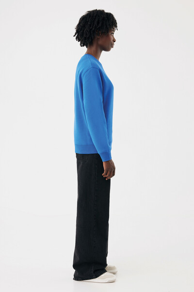 Sweater à col rond en coton recyclé IQONIQ Torla - Bleu Royal / XS