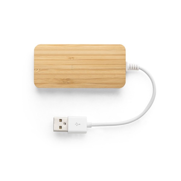 HUB com 2 portas USB-A e 1 USB-C em bambu - MOSER