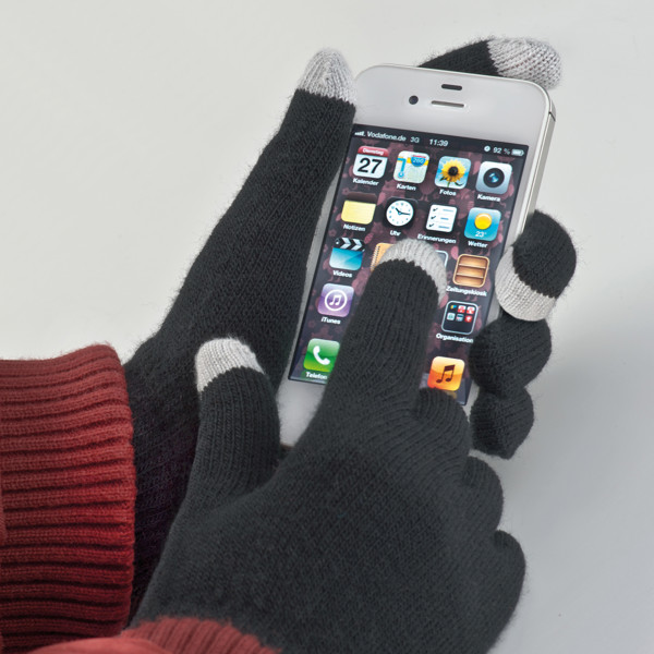 Acrylic gloves with touch tops on two fingers CHAD - Black