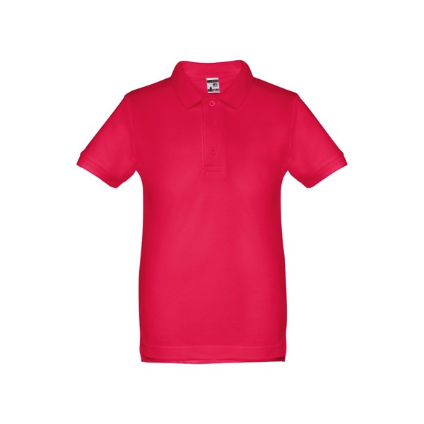 THC ADAM KIDS. Kids short-sleeved 100% cotton piqué polo shirt unisex) - Red / 10