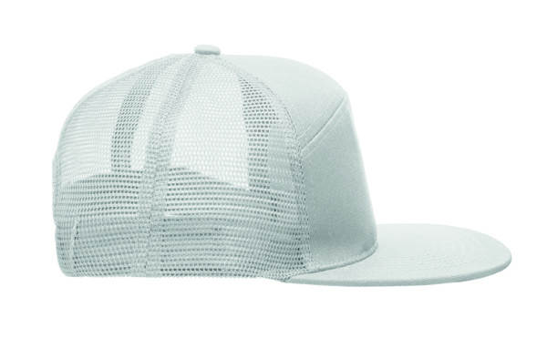7 panel flat visor cap Bead - White