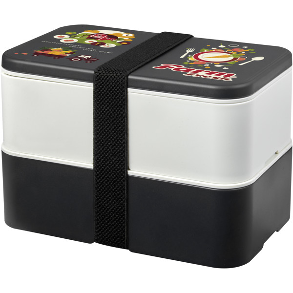 Boite repas 700+700 ml MIYO Renew à deux blocs - Granit / Ivoire / Noir
