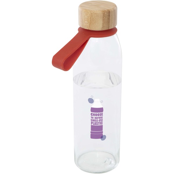 Borraccia in vetro da 500 ml con manico in silicone e coperchio in bambù Porto - Mattone