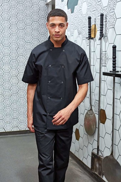 Chef's Short Sleeve Stud Jacket - White / 3XL