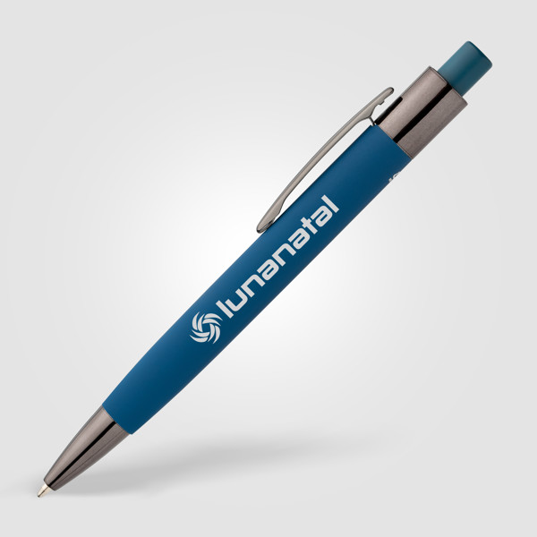 Stylo Malmö en aluminium recyclé avec corps soft-touch - Bleu roi / Laser
