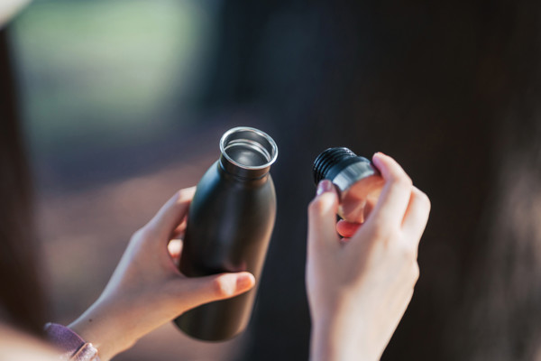 RCS gerecycled roestvrijstalen luxe waterfles - Zwart