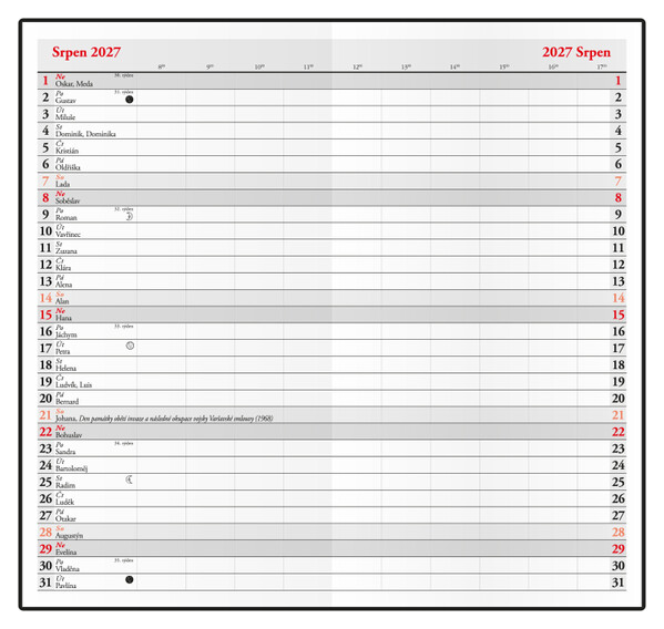 Měsíční Diář - Františka - PVC - Šedá