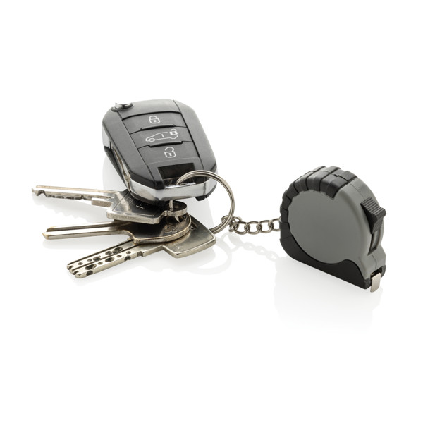 MeasureMate RCS reycled ABS 1 meter tape keychain - Grey