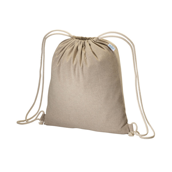 180 G/M2 Recycled Cotton Backpack, With Drawstring Closure - Natural