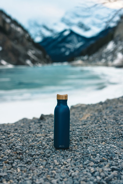 Bouteille d'eau 600ml en acier Avira Alcor RCS - Bleu Marine