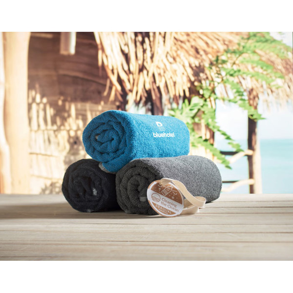 SEAQUAL® towel 70x140cm Sand - Turquoise