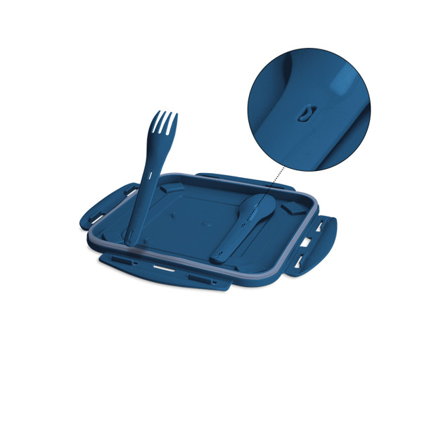BOITE REPAS (LUNCH BOX) 1.2 l AVEC COUVERCLE, CUILLERE ET FOURCHETTE - Bleu / Rose