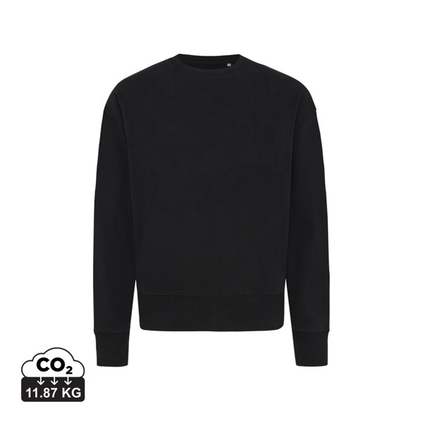 Sweater à col rond en coton recyclé Iqoniq Kruger - Noir / XS