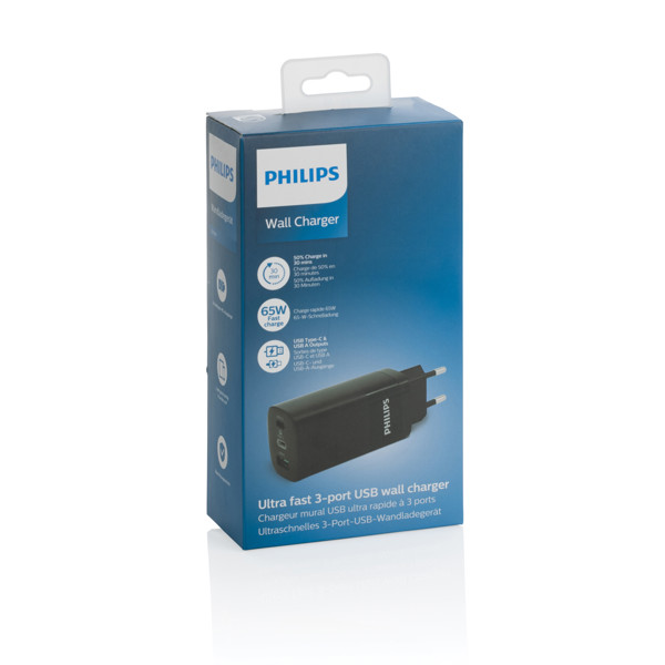 Philips 65W Ultra-Schnell-PD 3-Port-USB-Wandladegerät