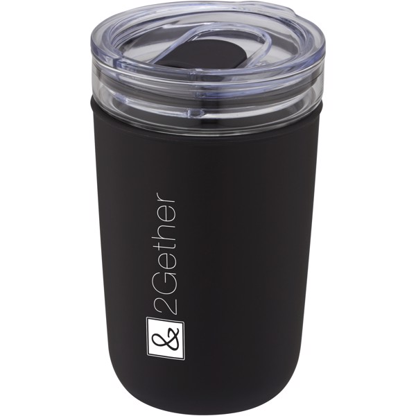 Sklenený pohár 420 ml s vonkajšou stenou z recyklovaného plastu Bello - Jednofarebná čierna