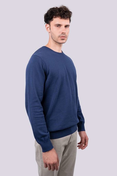 Men’S Crew Neck Fine Gauge Cotton Pullover - Bordeaux / L