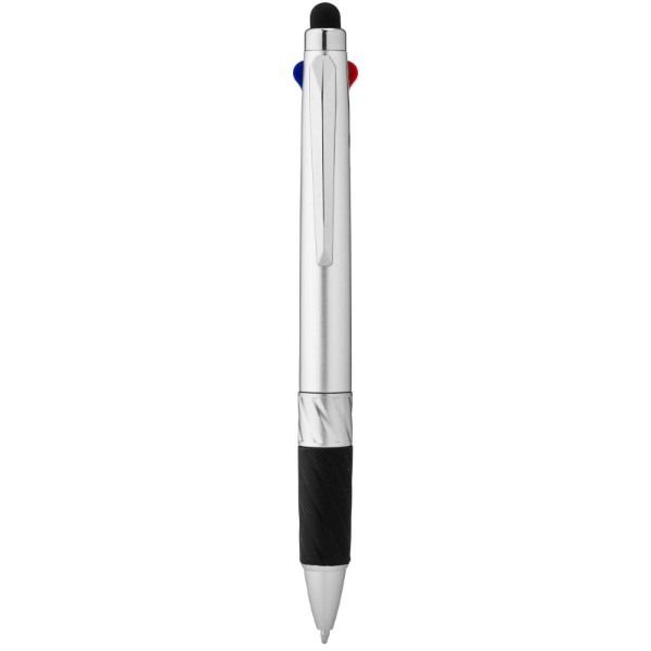 Vícebarevné kuličkové pero a stylus Burnie - Stříbrný