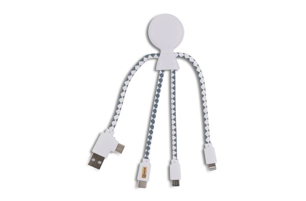 Xoopar Mr. Bio cable, USB, USB-C, recycled plastic - White