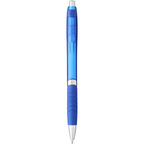 Turbo translucent ballpoint pen with rubber grip - Blue