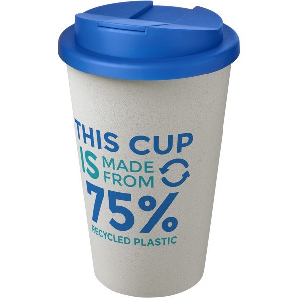 Gobelet Americano® Eco recyclé de 350ml avec couvercle anti-déversement - Bleu minéral / Blanc