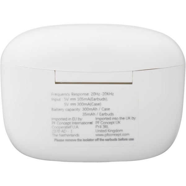 Écouteurs Essos 2.0 à appariement automatique True Wireless avec boîtier - Blanc