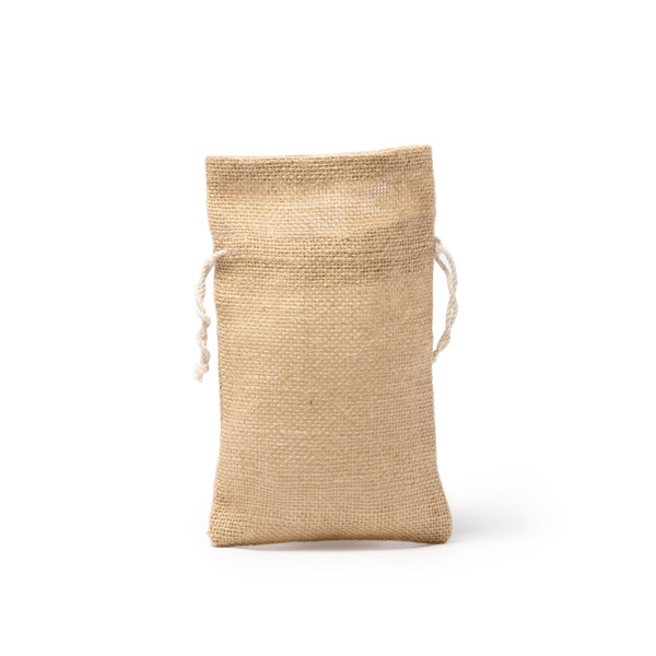 Personalised natural jute drawstring bag