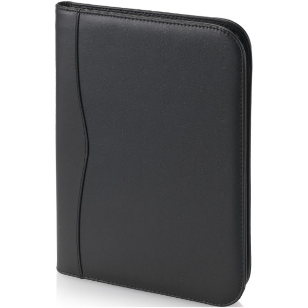 Ebony A4 zippered portfolio - Solid Black