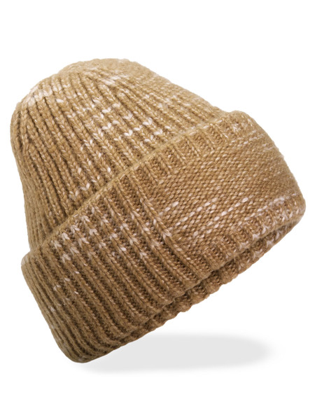 Chunky Knitted Patch Beanie - Espresso Haze