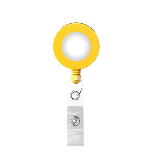 Retractable badge reel in round shape with ⌀2cm logo - Sunflower Yellow