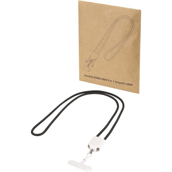 Ion 65W 5-in-1 recycled plastic lanyard charging cable