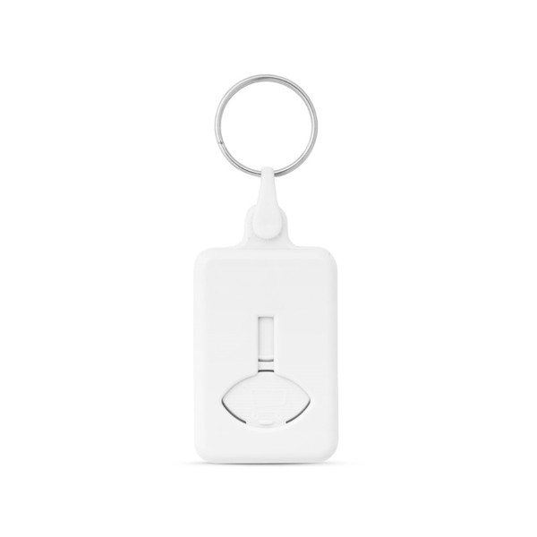 BUS. Coin-shaped keyring for supermarket trolley - White
