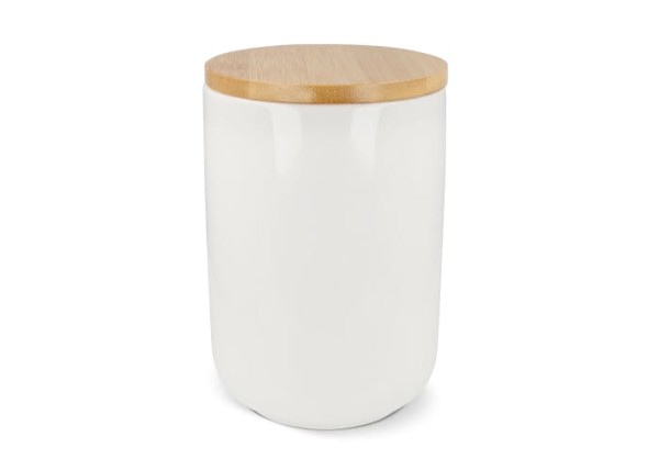 Canister Ceramic &amp; Bamboo 900ml - White
