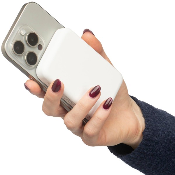 Recycled ABS wireless charger powerbank Miren - White