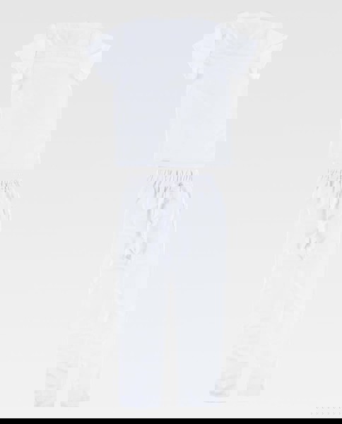 Conjunto Unissexo de Casaca e Calça em Tecido Elástico  - Pérola Branca 