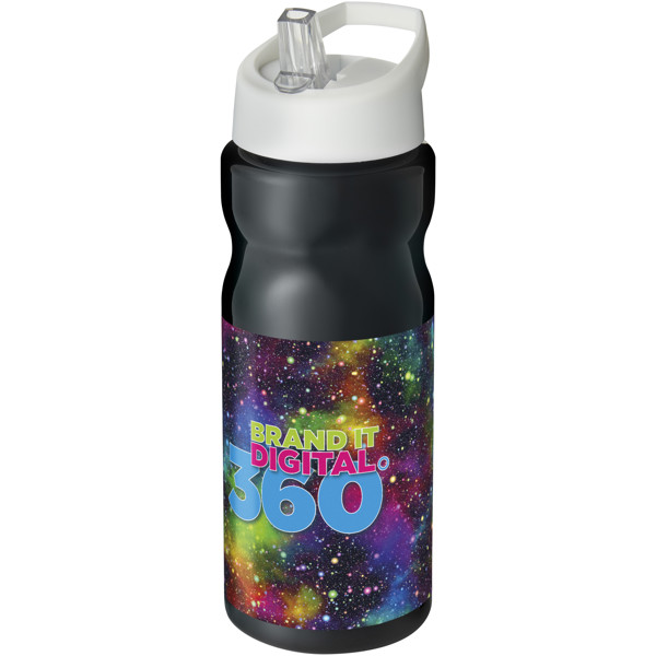Športová fľaša H2O Base® 650 ml s uzáverom a náustkom - Jednofarebná čierna / Biela
