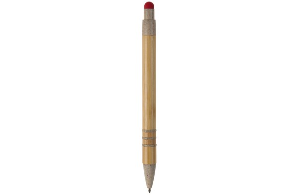 Stylo bille en bambou et paille de blé - Beige / Rouge