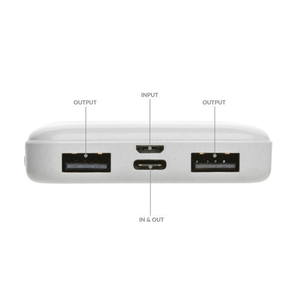Xd Collection powerbank 5000 mAh, recikliran ABS - Bela
