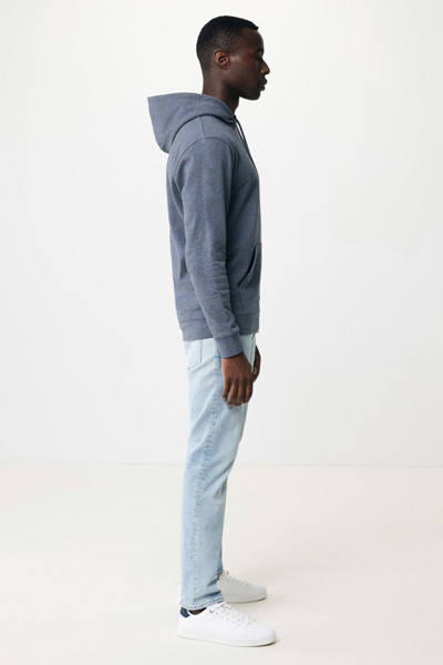 Sweat à capuche en coton recyclé et non teinté Iqoniq Torres - Heather Navy / L