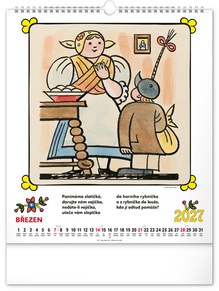 Notique Nástěnný Kalendář Josef Lada – Říkadla 2027, 30 x 34 cm