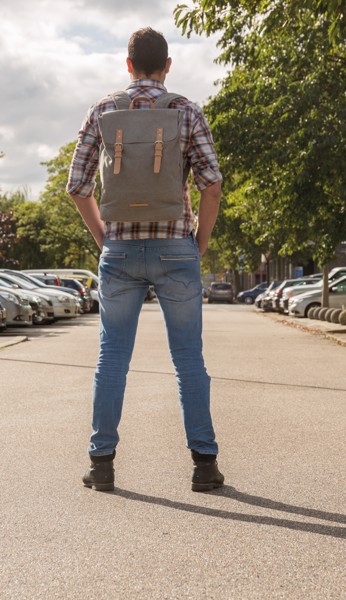 Canvas laptop backpack PVC free - Grey