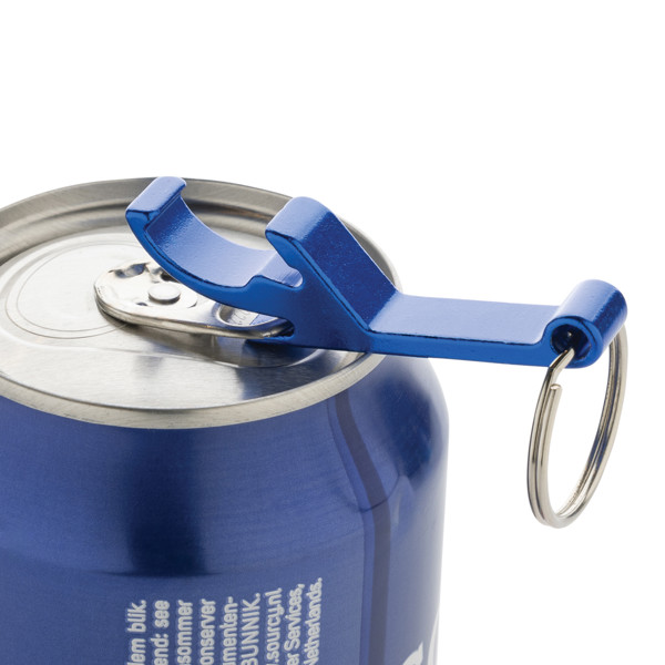 Porte-clés décapsuleur en aluminium recyclé RCS - Bleu