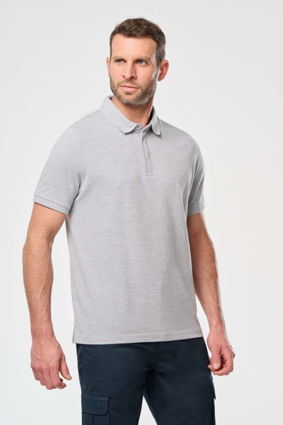 Men's Short Sleeve Stud Polo Shirt - White / 3XL