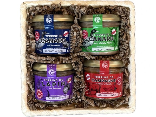 Darčekový kôš paštét „Gurmánske kvarteto“, 4x90g