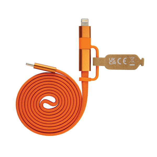 Ultra tenký magnetický nabíjecí kabel 60W 2 v 1 - Oranžová