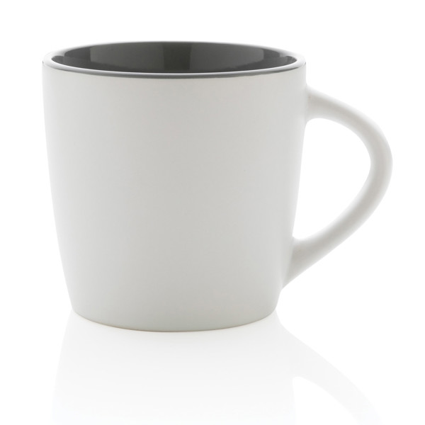 Mug 300ml en céramique avec intérieur coloré - Blanc / Gris
