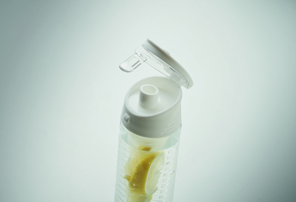 Športna steklenica RPET, 500 ml, nastavek za sadje - Bela
